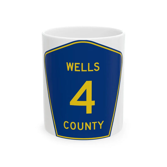 Wells County Route 4 ND (North Dakota) (Road Sign) White Coffee Mug 11oz - Go Mug Yourself