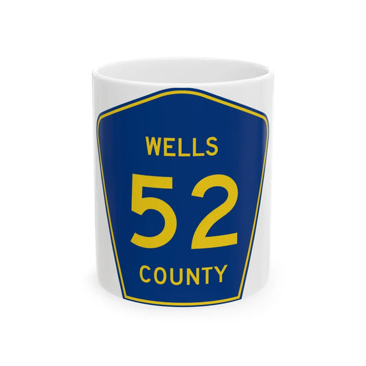 Wells County Route 52 ND (North Dakota) (Road Sign) White Coffee Mug 11oz - Go Mug Yourself