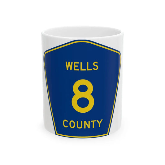 Wells County Route 8 ND (North Dakota) (Road Sign) White Coffee Mug 11oz - Go Mug Yourself