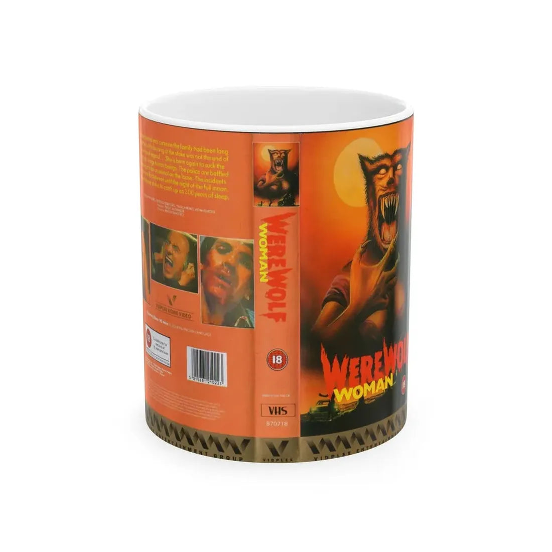 WEREWOLF WOMAN VIDPLEX ENTERTAINMENT GROUP (VHS COVER) - White Coffee Mug 11oz - Go Mug Yourself
