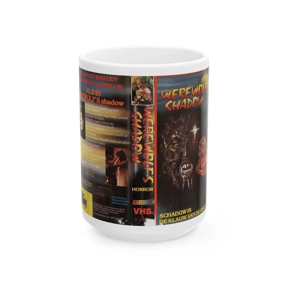 WEREWOLFS SHADOW (VHS COVER) - White Coffee Mug 15oz - Go Mug Yourself