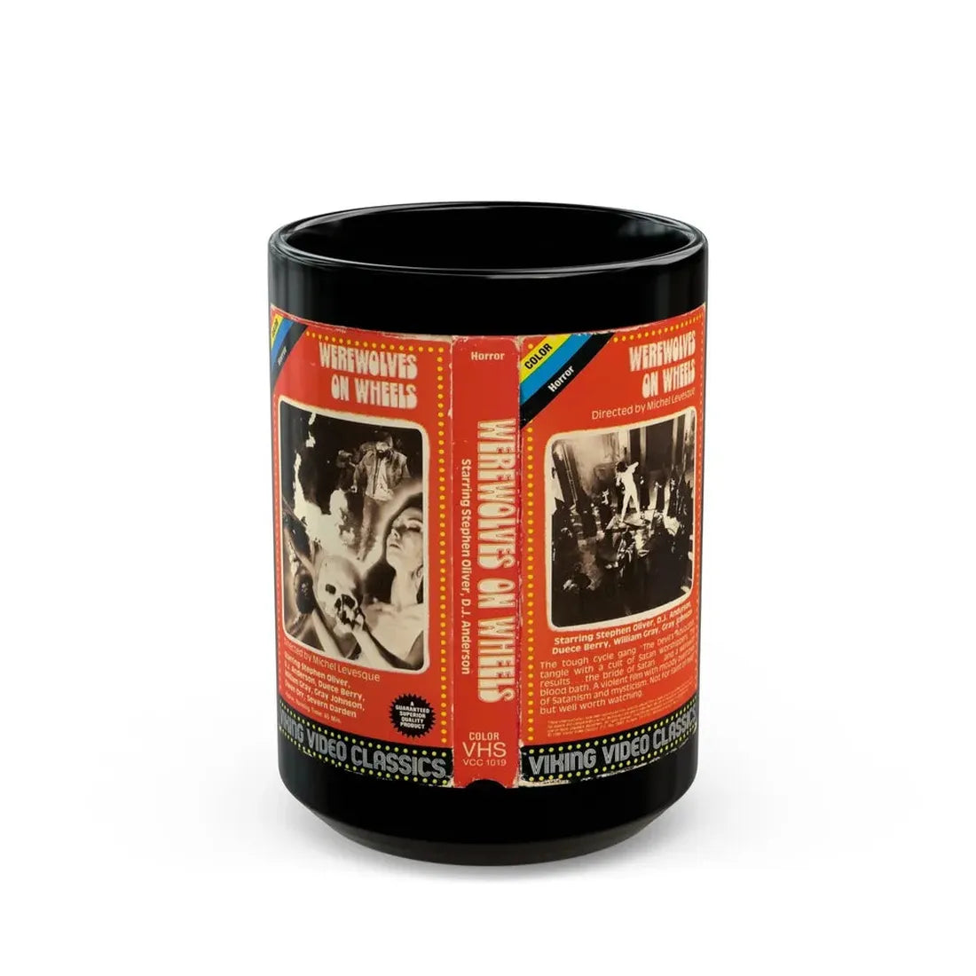 WEREWOLVES ON WHEELS (VHS COVER) - Black Coffee Mug 15oz - Go Mug Yourself