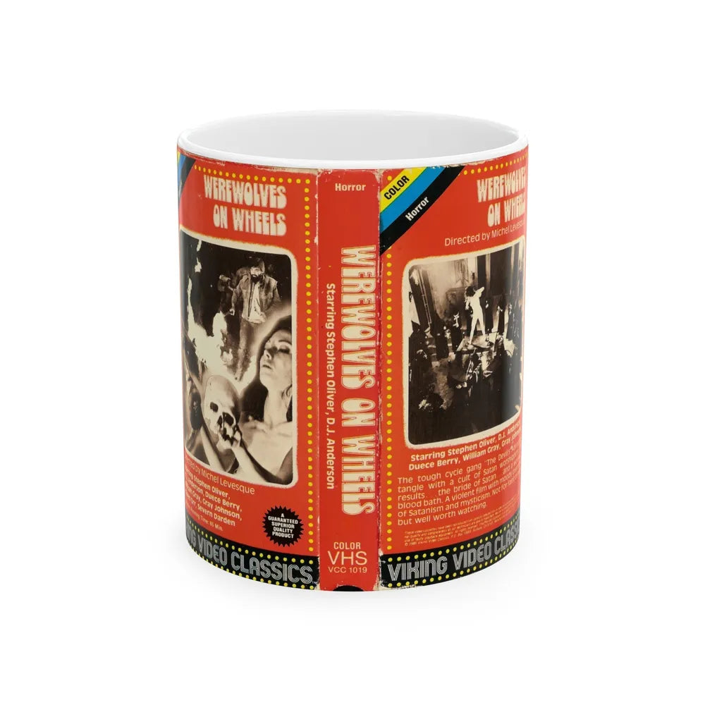 WEREWOLVES ON WHEELS (VHS COVER) - White Coffee Mug-11oz-Go Mug Yourself