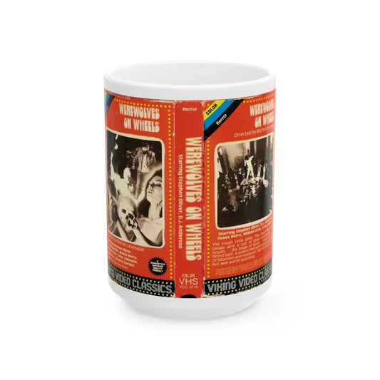 WEREWOLVES ON WHEELS (VHS COVER) - White Coffee Mug 15oz - Go Mug Yourself