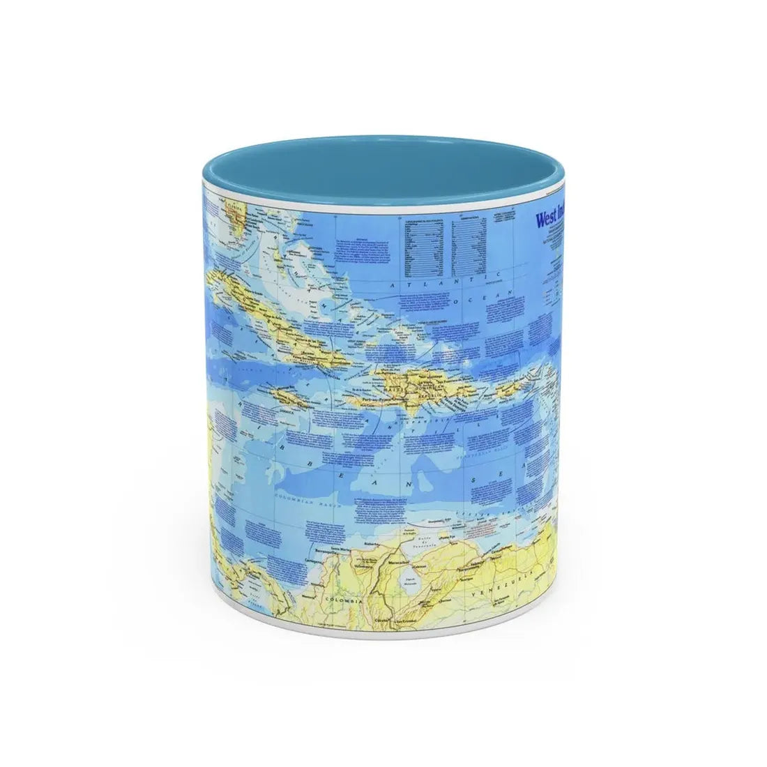 West Indies 1 (1987) (Map) Accent Coffee Mug 11oz Light Blue - Go Mug Yourself