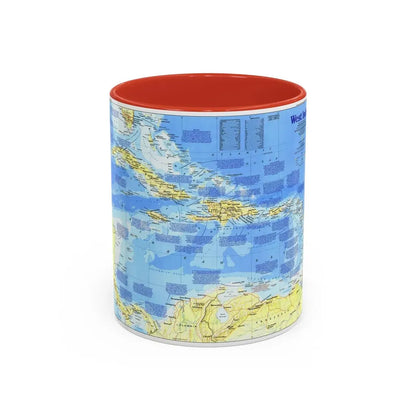 West Indies 1 (1987) (Map) Accent Coffee Mug 11oz Red - Go Mug Yourself