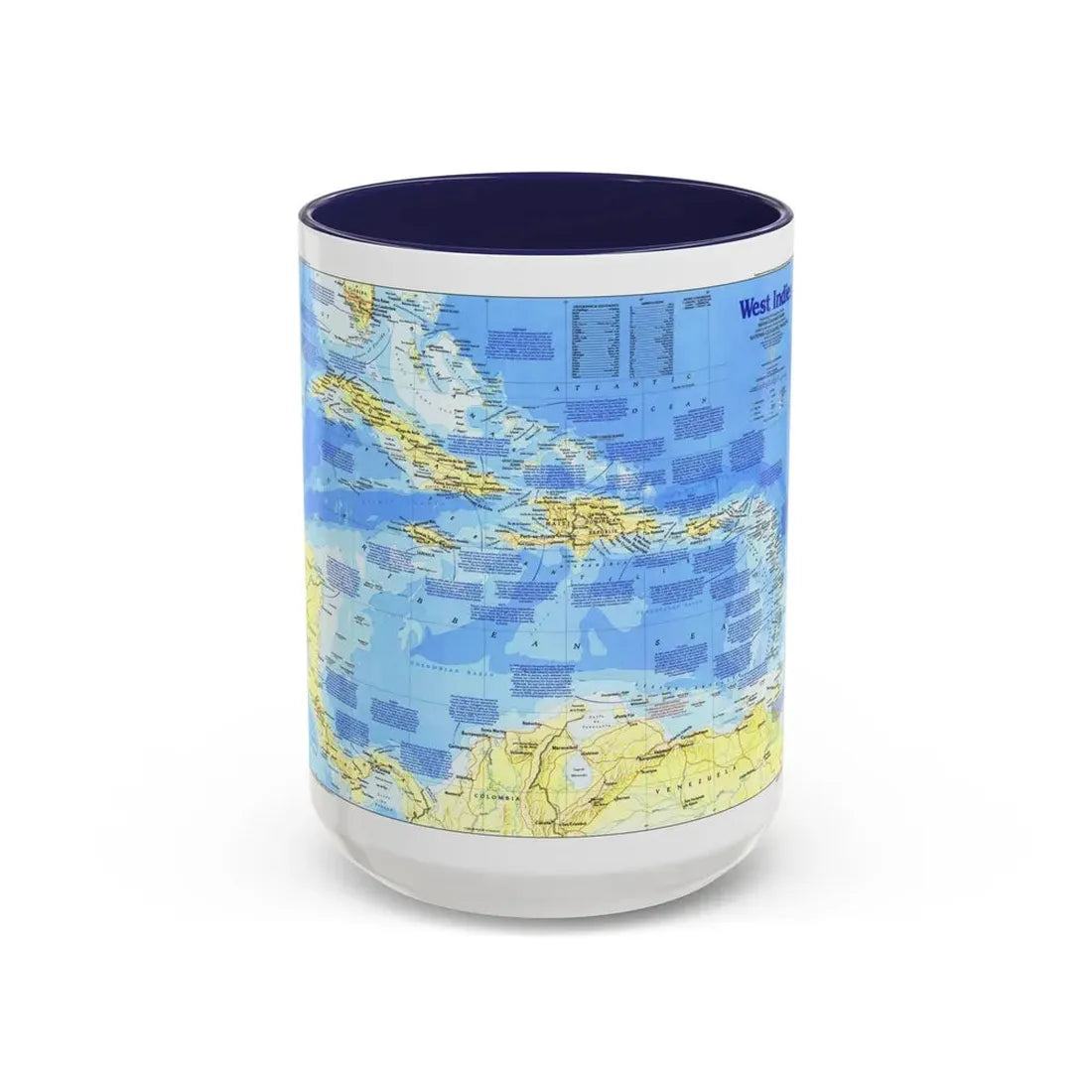 West Indies 1 (1987) (Map) Accent Coffee Mug 15oz Navy - Go Mug Yourself