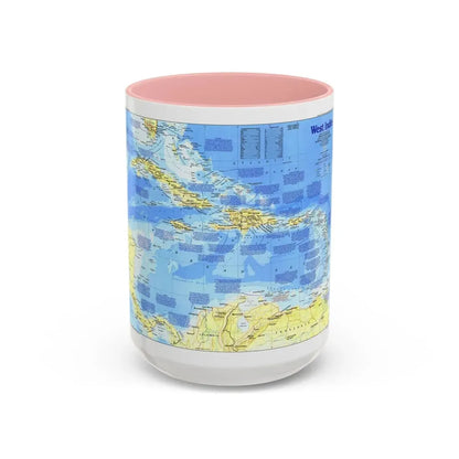West Indies 1 (1987) (Map) Accent Coffee Mug 15oz Pink - Go Mug Yourself