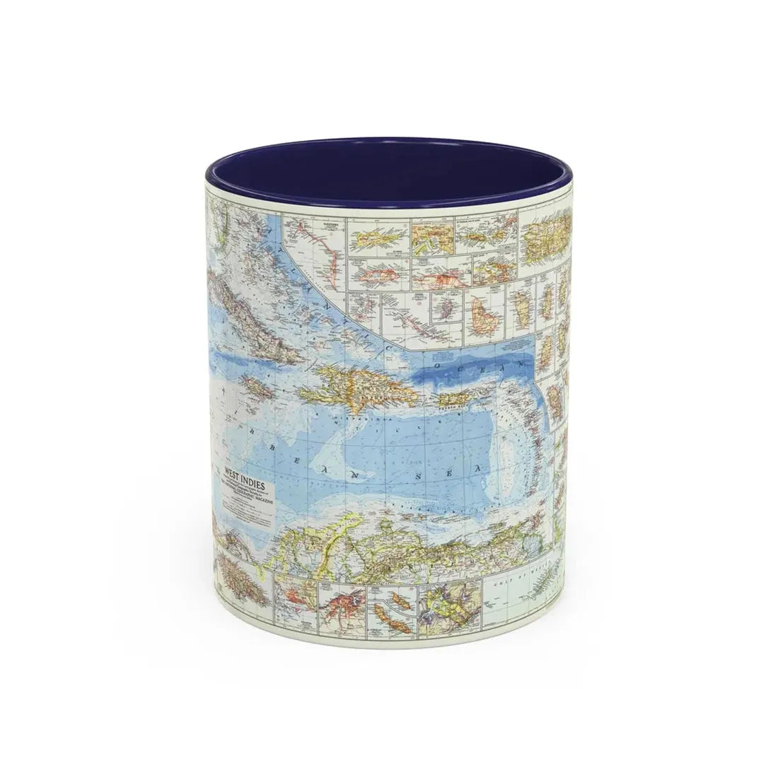 West Indies (1954) (Map) Accent Coffee Mug 11oz Navy - Go Mug Yourself