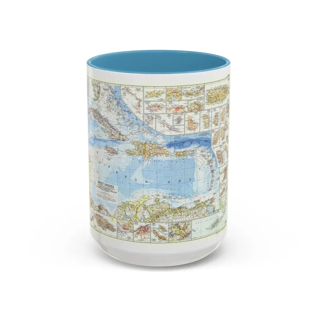 West Indies (1954) (Map) Accent Coffee Mug 15oz Light Blue - Go Mug Yourself