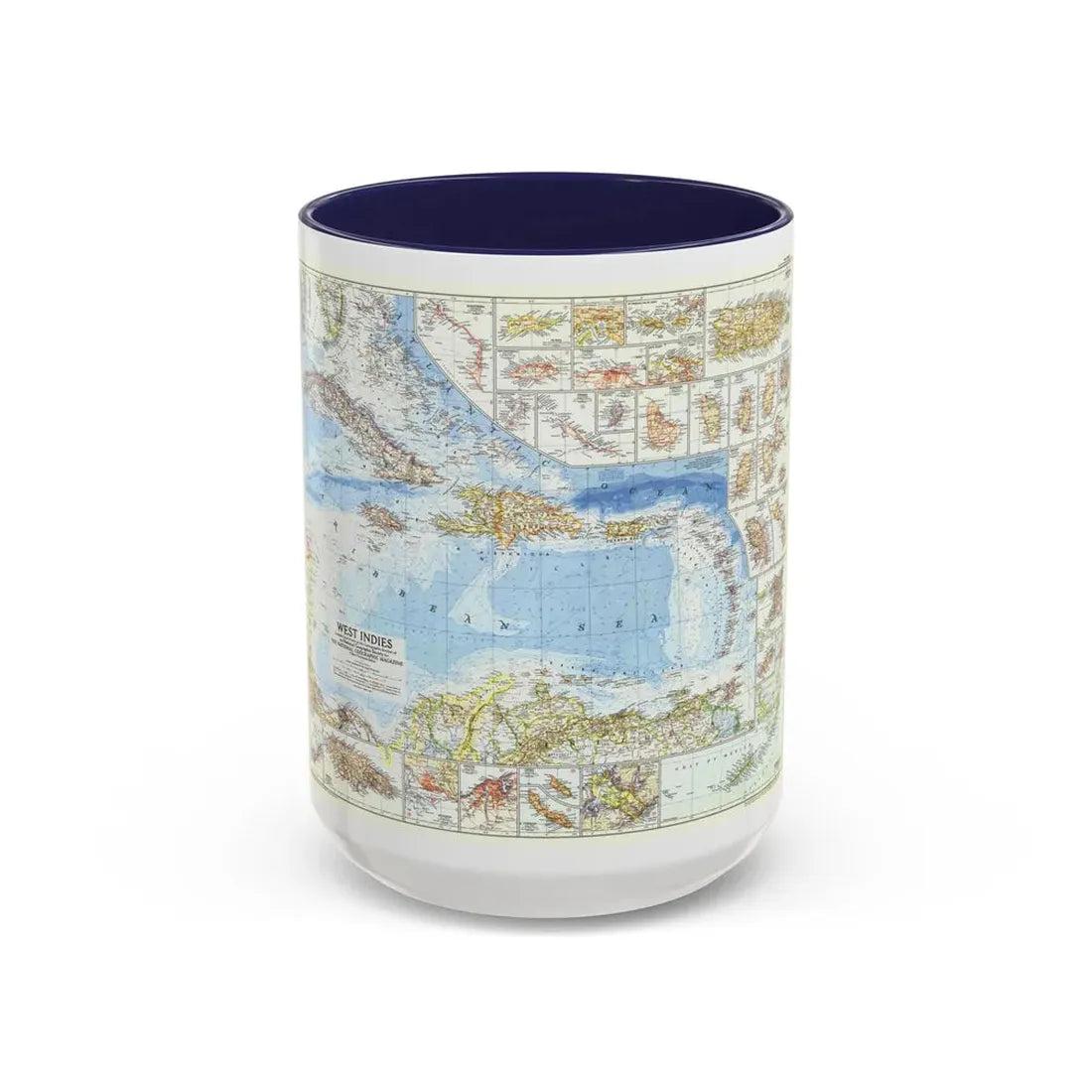 West Indies (1954) (Map) Accent Coffee Mug 15oz Navy - Go Mug Yourself