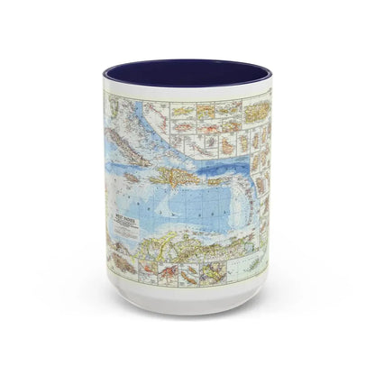 West Indies (1954) (Map) Accent Coffee Mug 15oz Navy - Go Mug Yourself