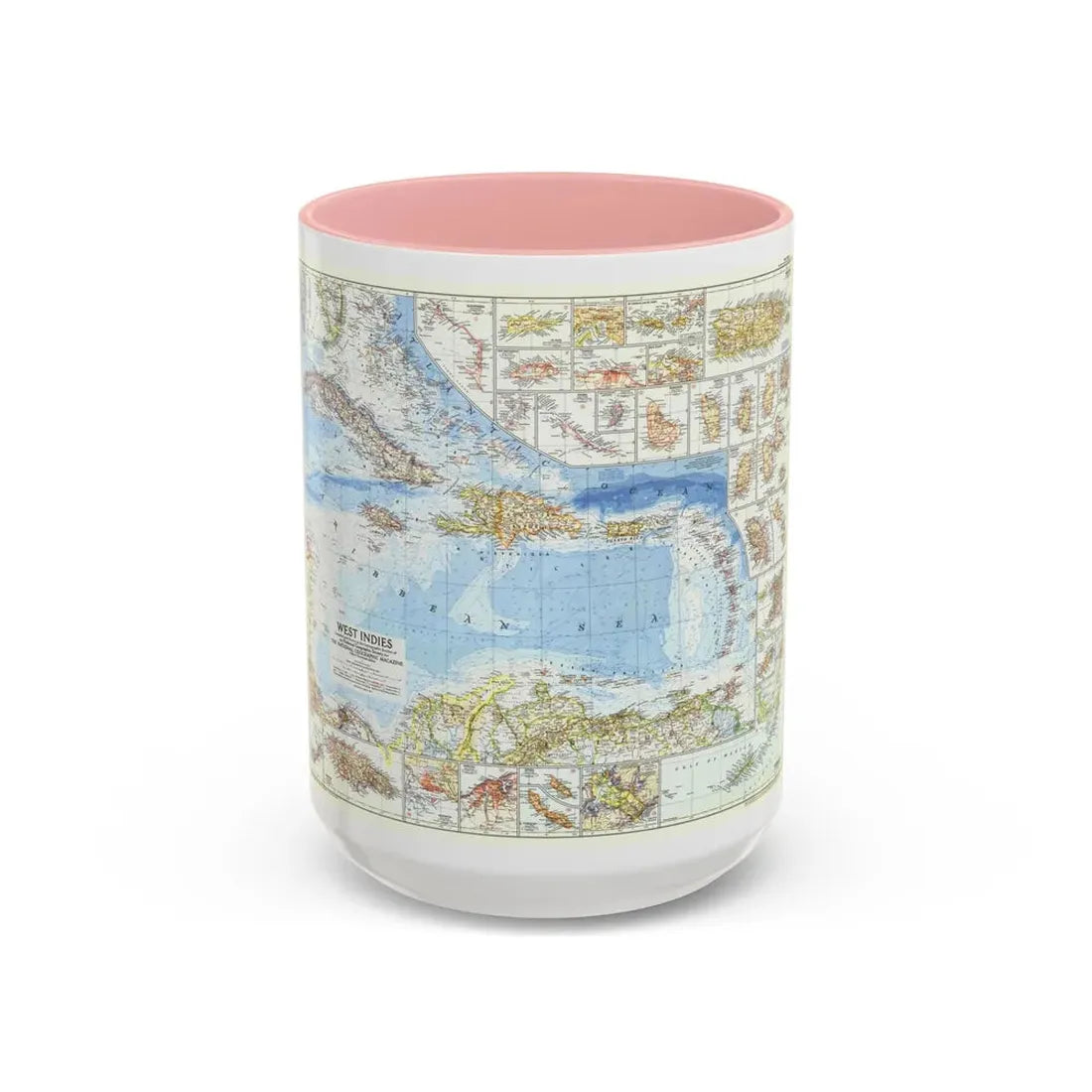 West Indies (1954) (Map) Accent Coffee Mug 15oz Pink - Go Mug Yourself