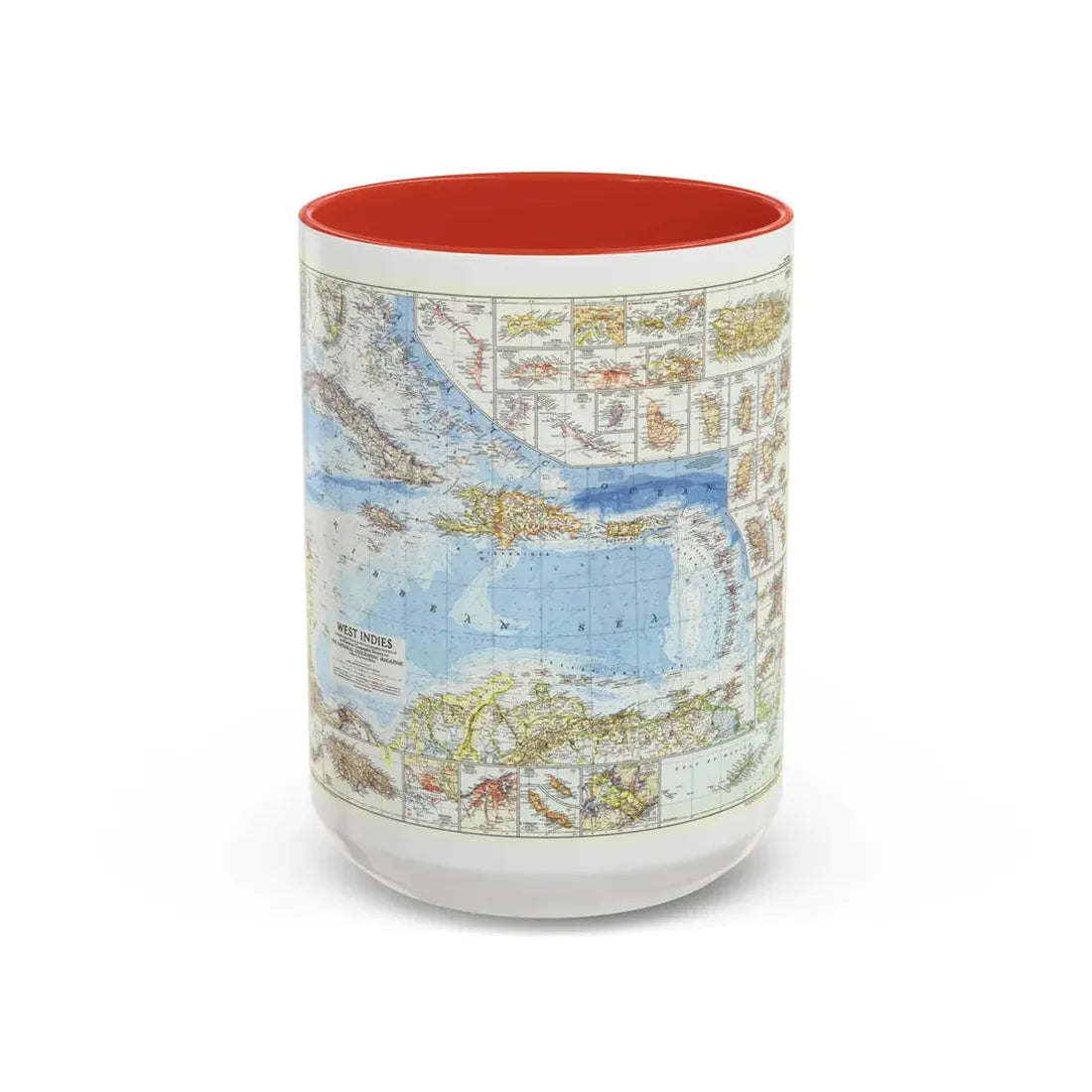 West Indies (1954) (Map) Accent Coffee Mug 15oz Red - Go Mug Yourself