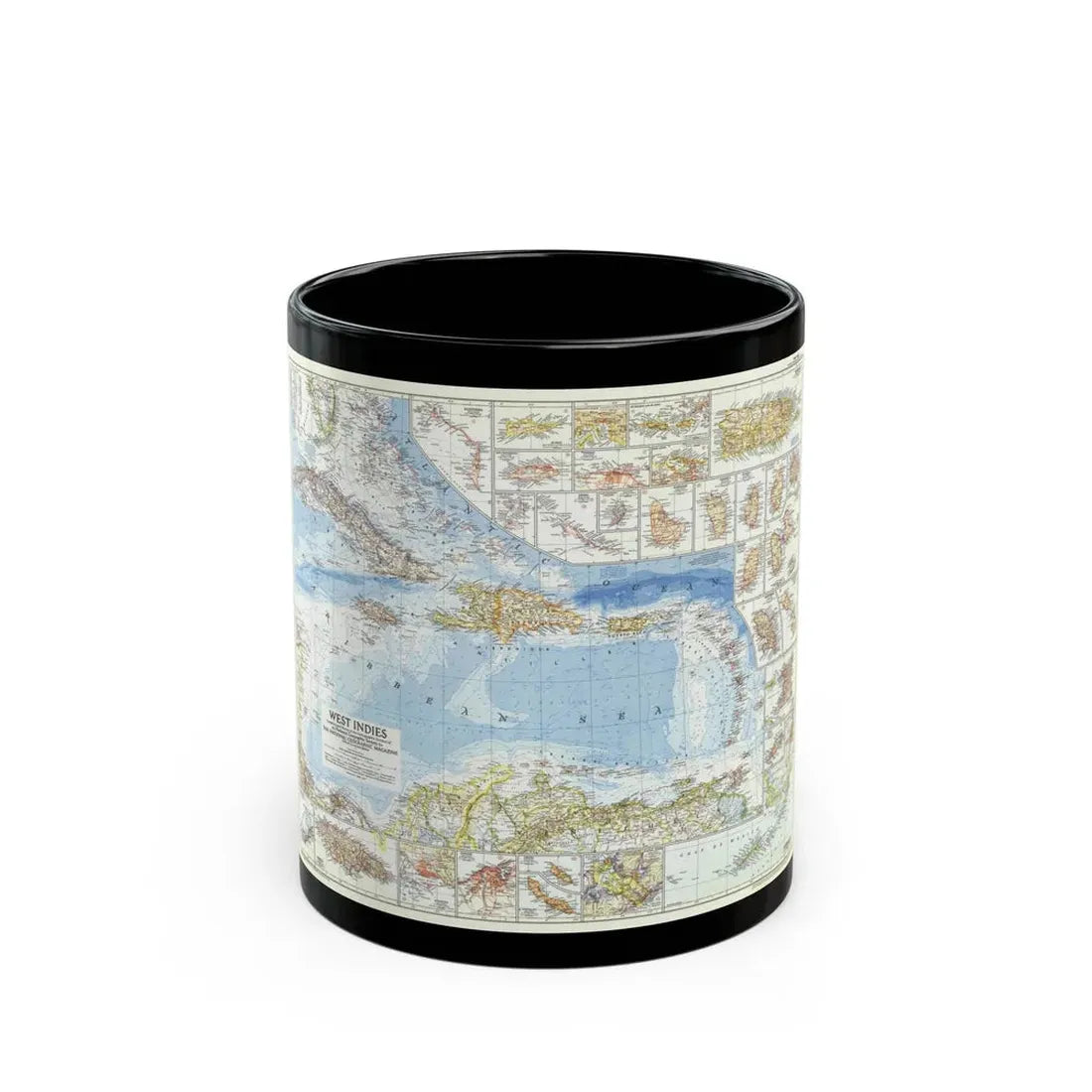 West Indies (1954) (Map) Black Coffee Mug 11oz - Go Mug Yourself