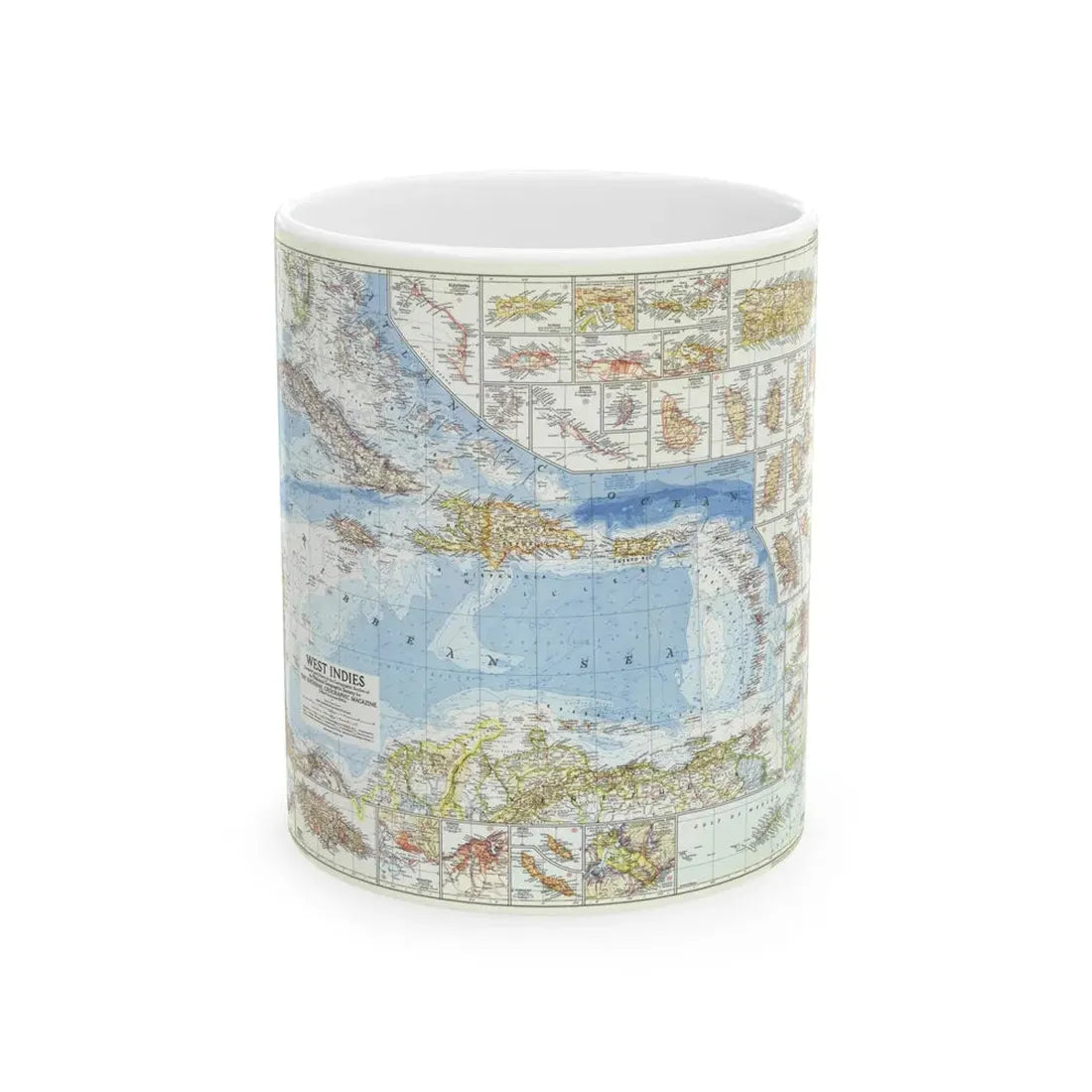 West Indies (1954) (Map) White Coffee Mug 11oz - Go Mug Yourself