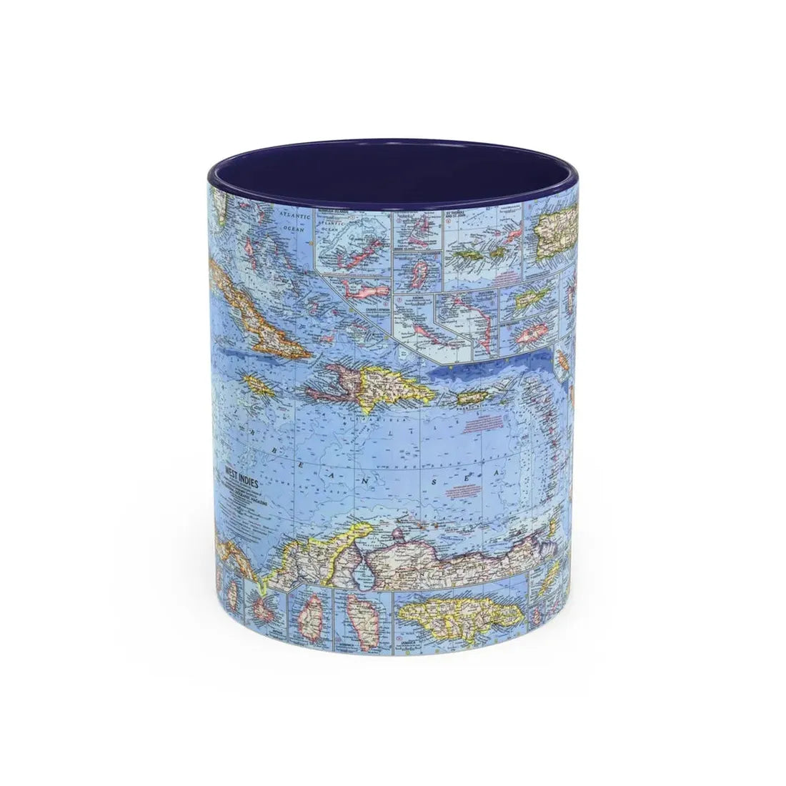 West Indies (1962) (Map) Accent Coffee Mug 11oz Navy - Go Mug Yourself