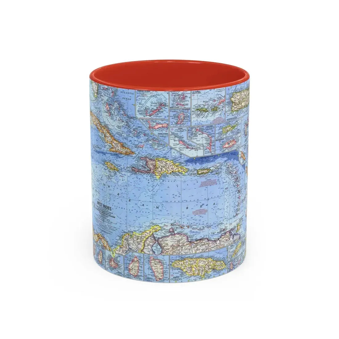 West Indies (1962) (Map) Accent Coffee Mug 11oz Red - Go Mug Yourself