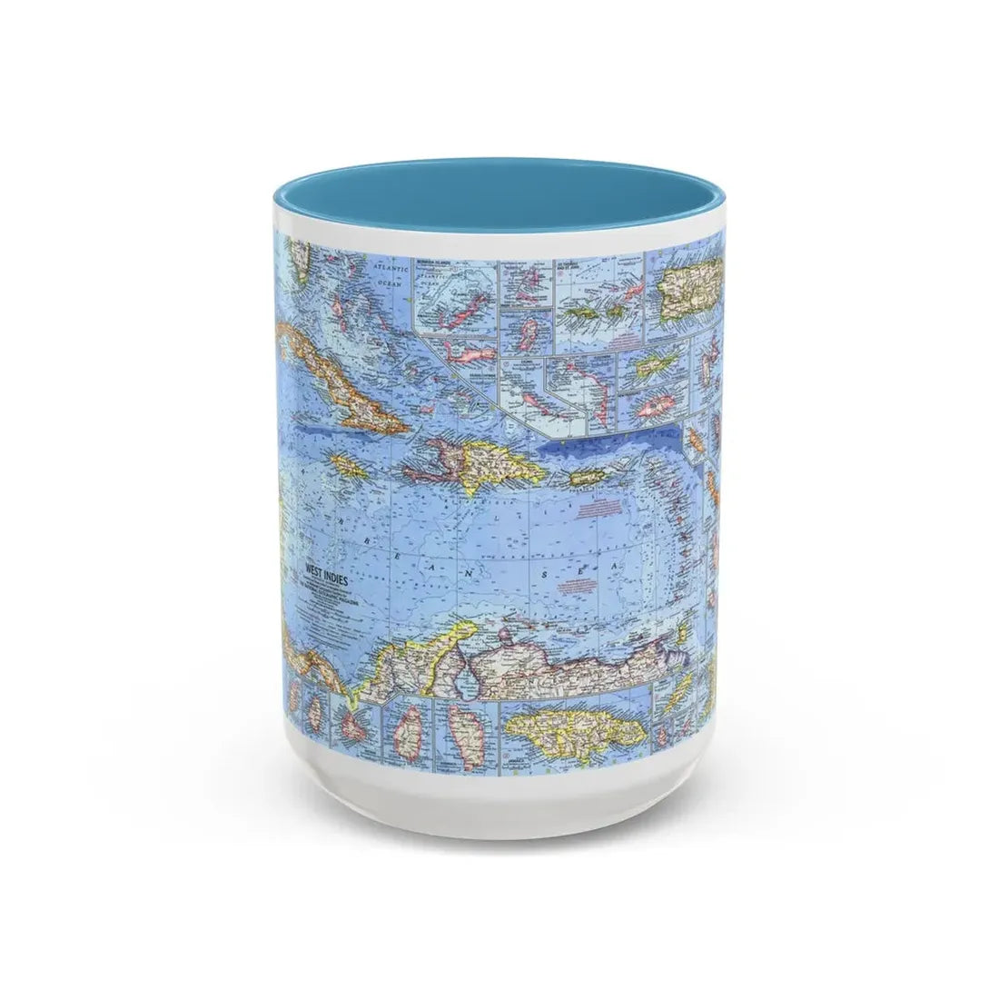 West Indies (1962) (Map) Accent Coffee Mug 15oz Light Blue - Go Mug Yourself