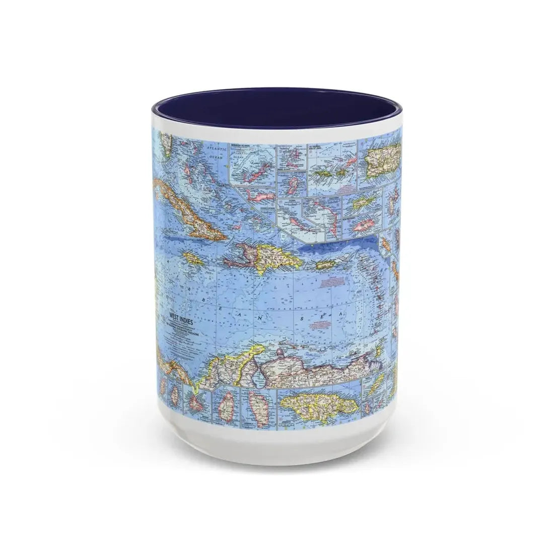 West Indies (1962) (Map) Accent Coffee Mug 15oz Navy - Go Mug Yourself