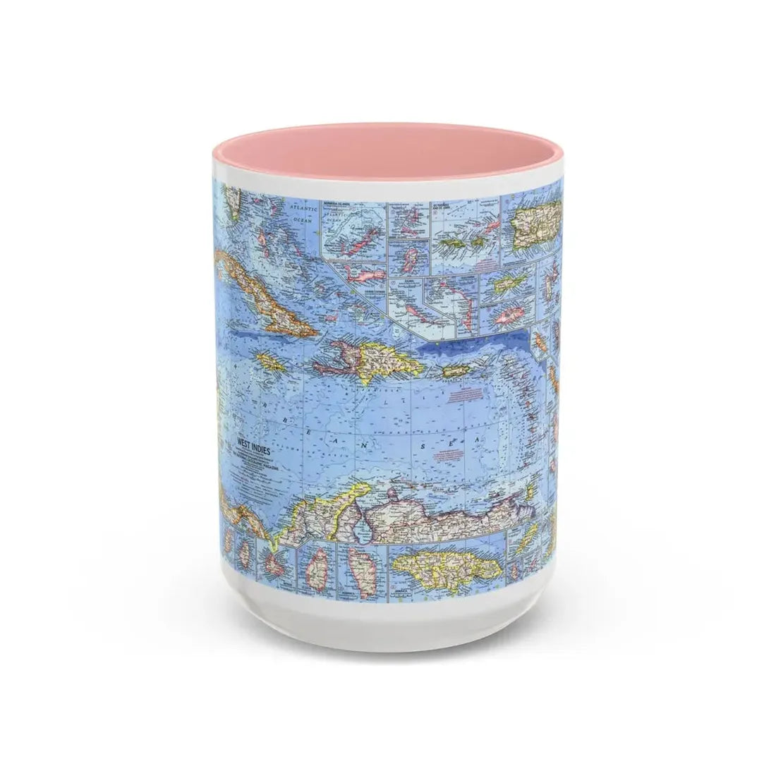 West Indies (1962) (Map) Accent Coffee Mug 15oz Pink - Go Mug Yourself