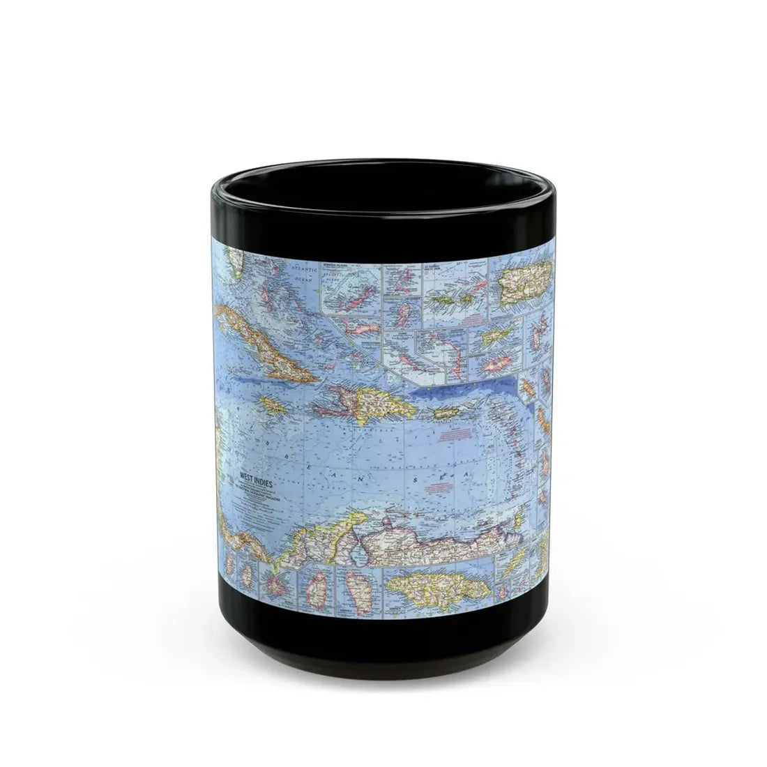 West Indies (1962) (Map) Black Coffee Mug 15oz - Go Mug Yourself