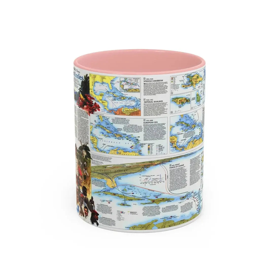 West Indies 2 (1987) (Map) Accent Coffee Mug 11oz Pink - Go Mug Yourself