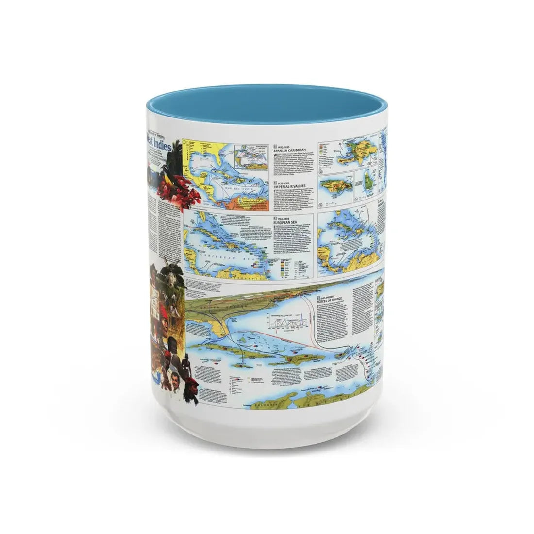 West Indies 2 (1987) (Map) Accent Coffee Mug 15oz Light Blue - Go Mug Yourself