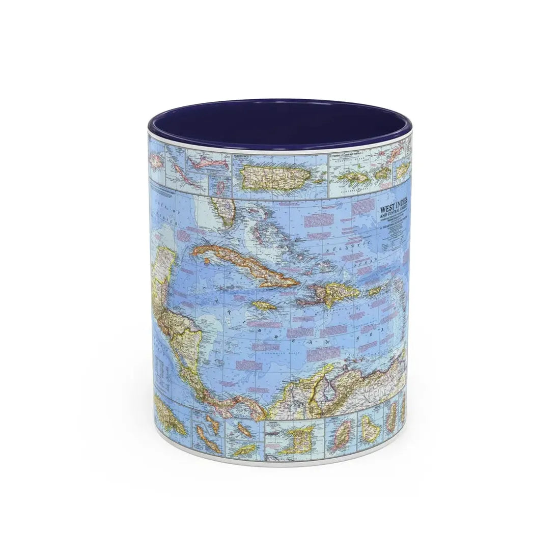 West Indies & Central America (1970) (Map) Accent Coffee Mug 11oz Navy - Go Mug Yourself
