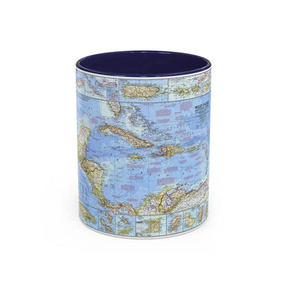 West Indies & Central America (1970) (Map) Accent Coffee Mug 11oz Navy - Go Mug Yourself
