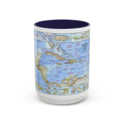 West Indies & Central America (1970) (Map) Accent Coffee Mug 15oz Navy - Go Mug Yourself
