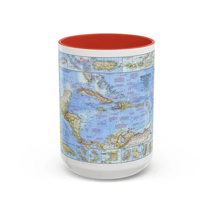 West Indies & Central America (1970) (Map) Accent Coffee Mug 15oz Red - Go Mug Yourself