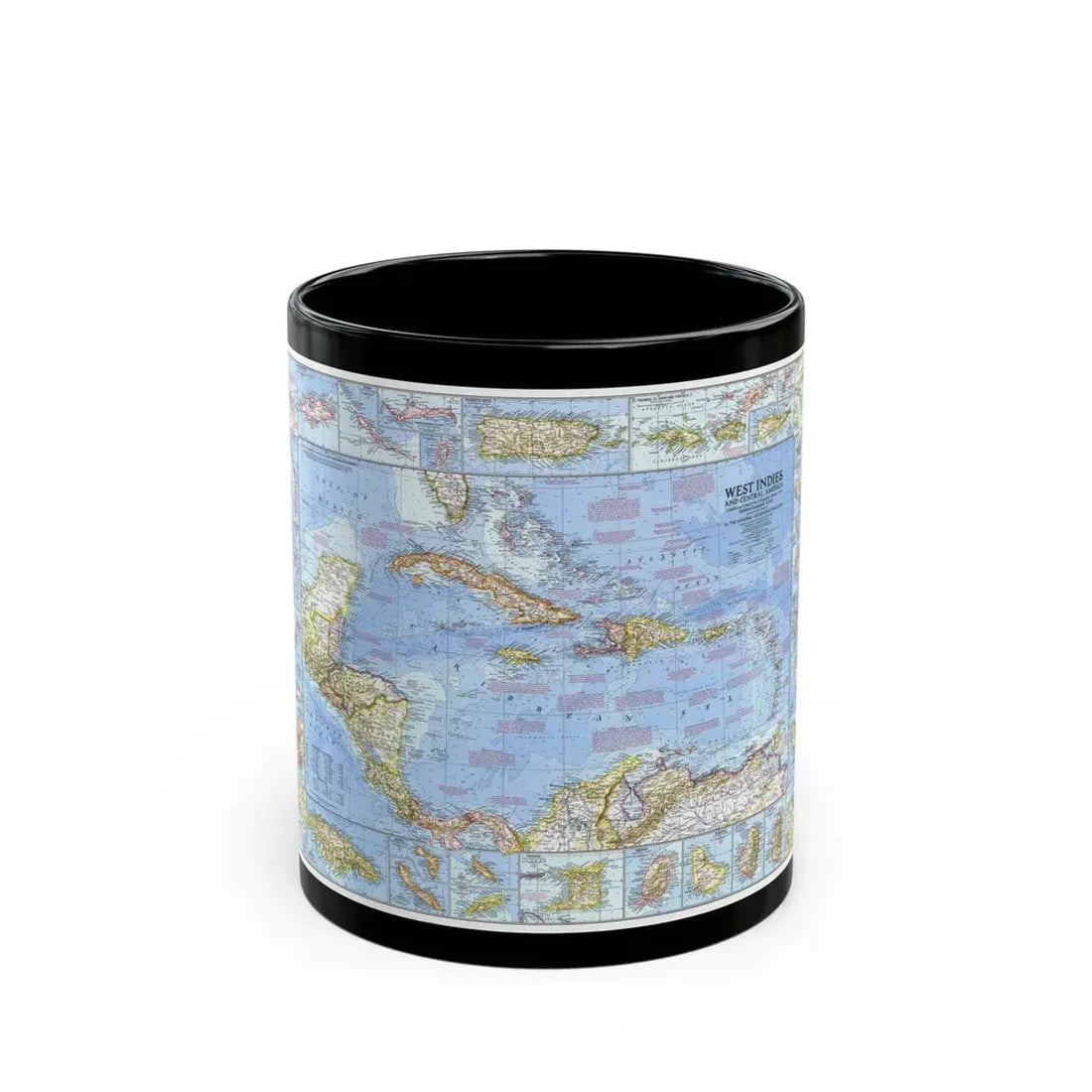 West Indies & Central America (1970) (Map) Black Coffee Mug 11oz - Go Mug Yourself