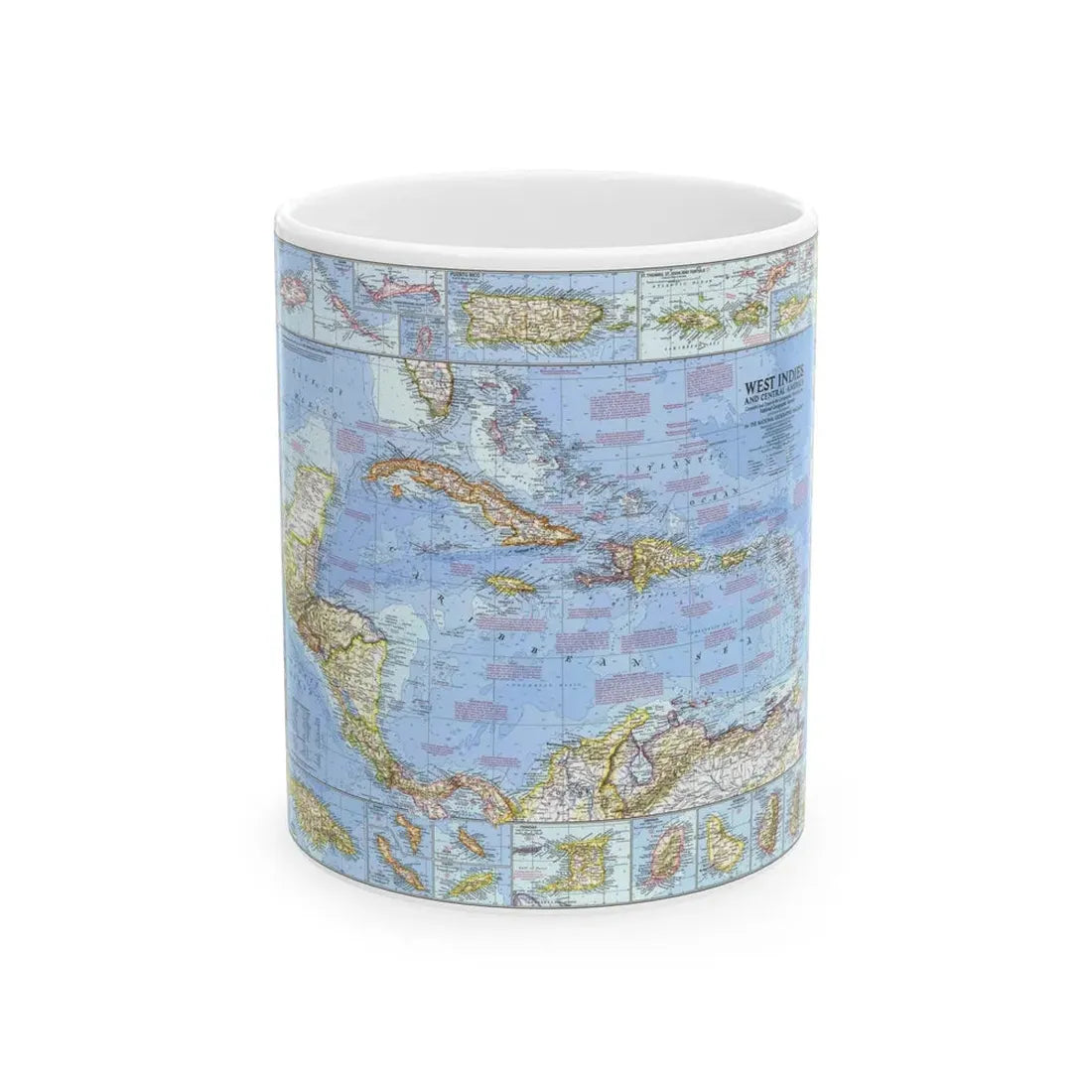 West Indies & Central America (1970) (Map) White Coffee Mug 11oz - Go Mug Yourself