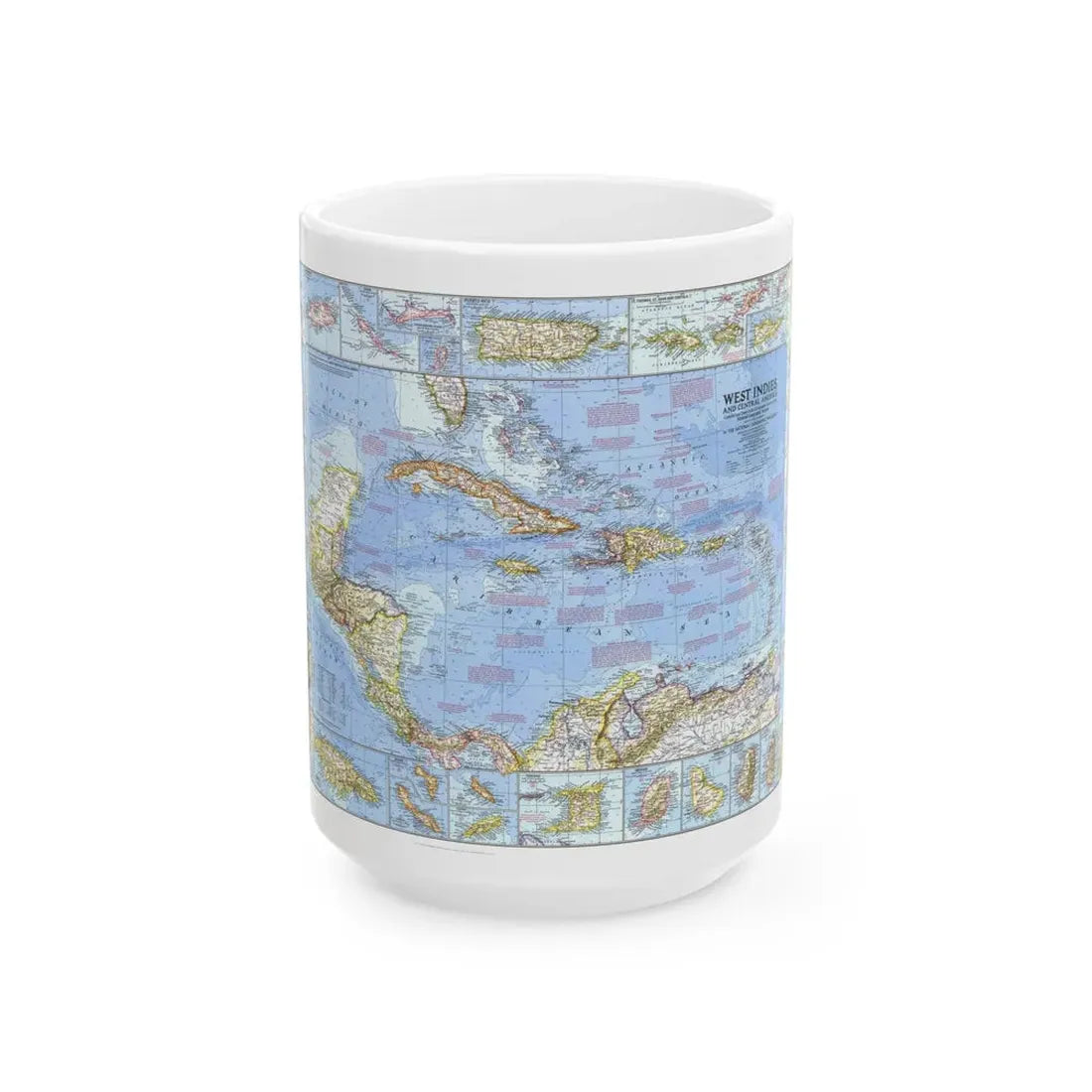 West Indies & Central America (1970) (Map) White Coffee Mug 15oz - Go Mug Yourself