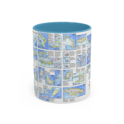West Indies - Tourist Islands (1981) (Map) Accent Coffee Mug 11oz Light Blue - Go Mug Yourself