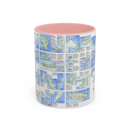 West Indies - Tourist Islands (1981) (Map) Accent Coffee Mug 11oz Pink - Go Mug Yourself
