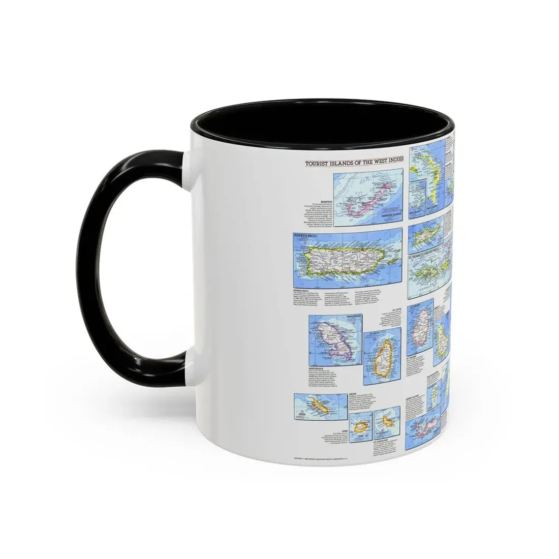 West Indies - Tourist Islands (1981) (Map) Accent Coffee Mug - Go Mug Yourself