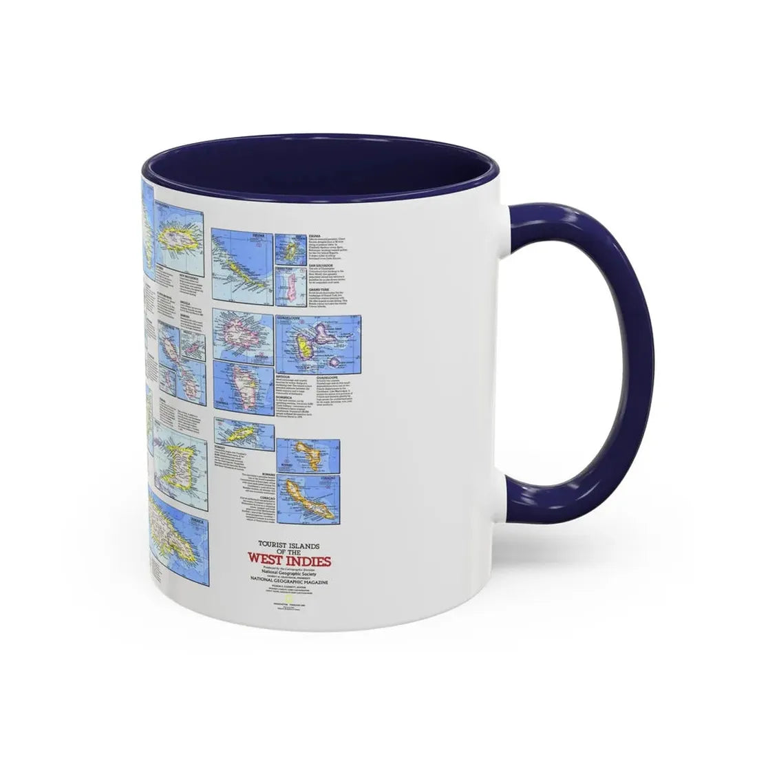 West Indies - Tourist Islands (1981) (Map) Accent Coffee Mug - Go Mug Yourself