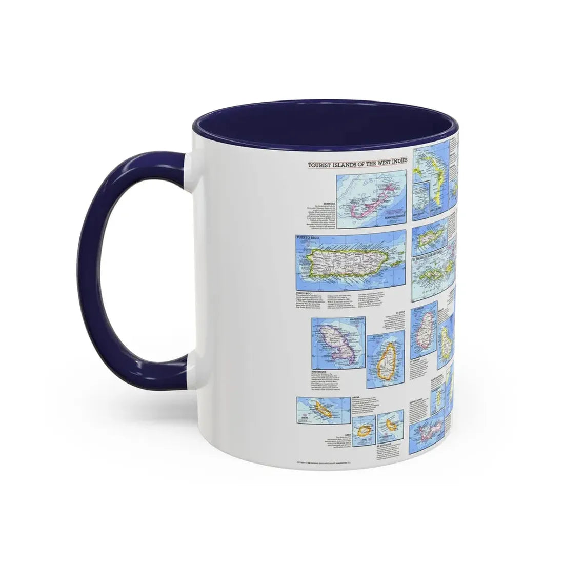West Indies - Tourist Islands (1981) (Map) Accent Coffee Mug - Go Mug Yourself
