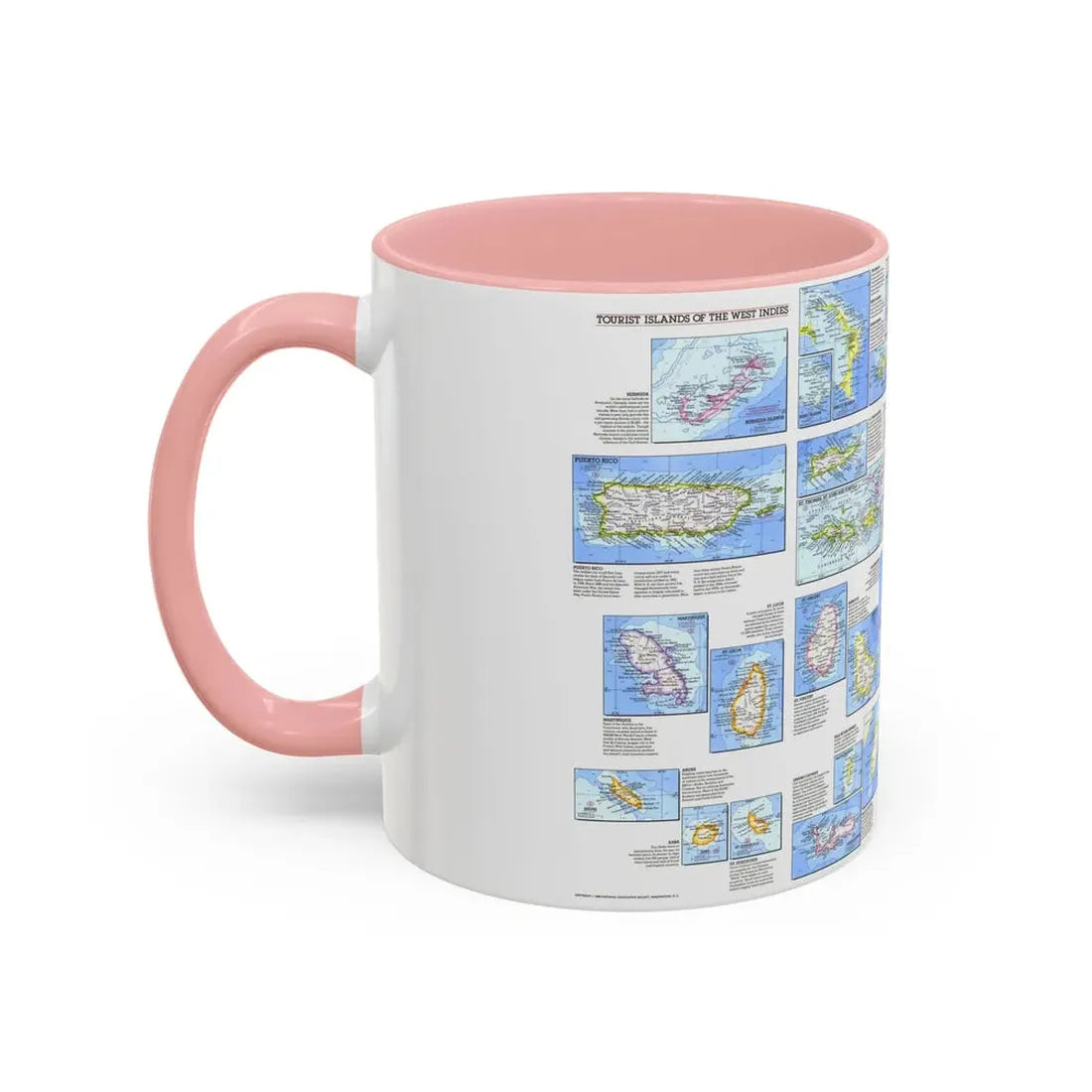 West Indies - Tourist Islands (1981) (Map) Accent Coffee Mug - Go Mug Yourself