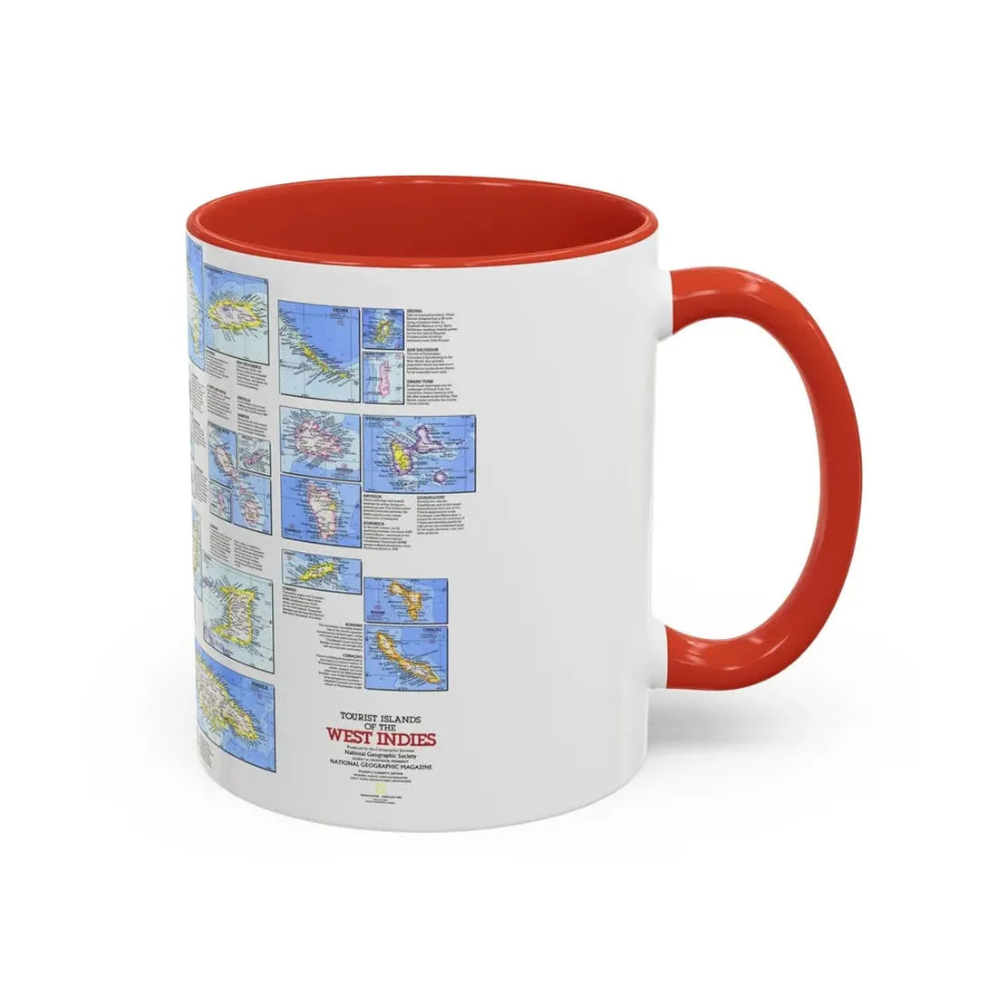 West Indies - Tourist Islands (1981) (Map) Accent Coffee Mug - Go Mug Yourself