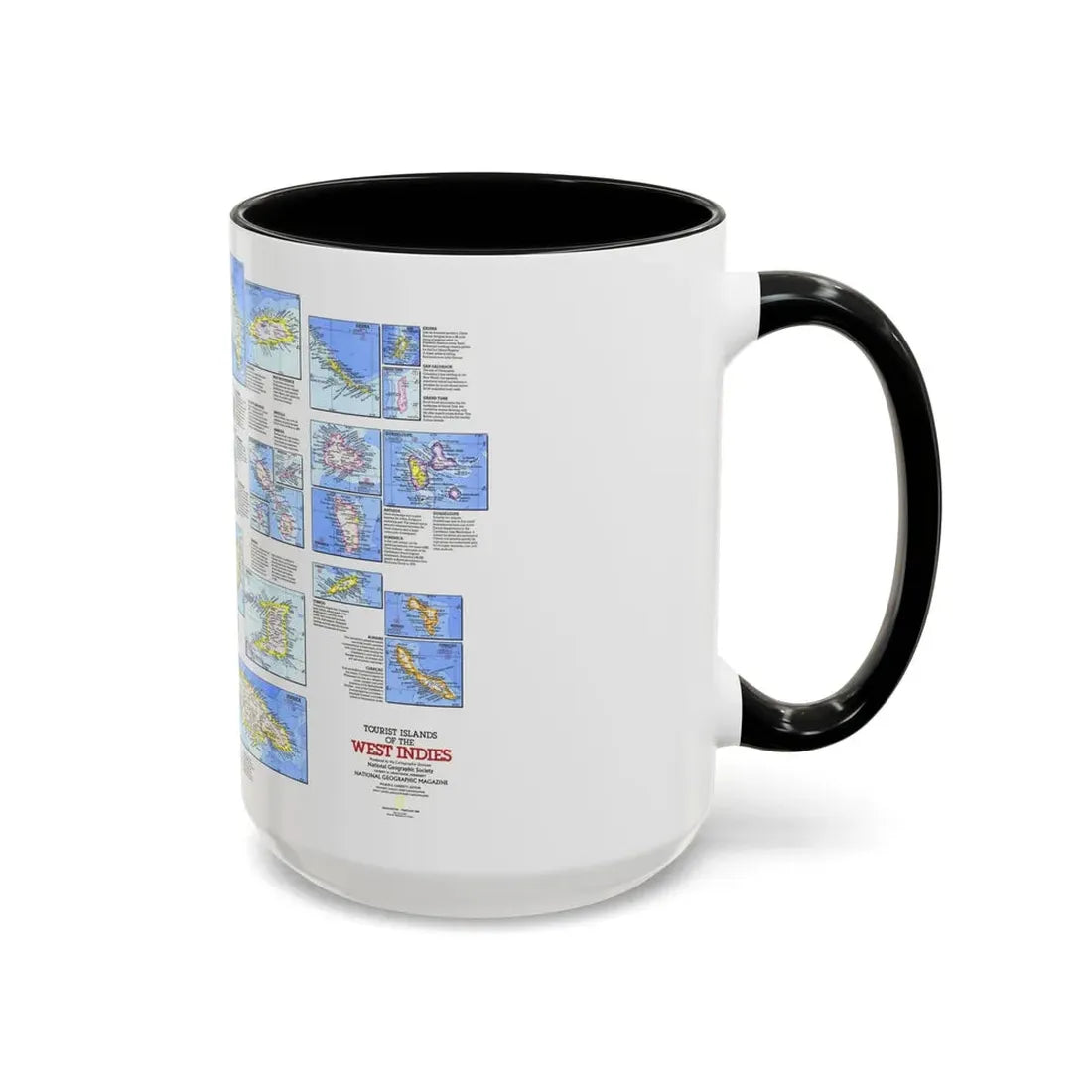 West Indies - Tourist Islands (1981) (Map) Accent Coffee Mug - Go Mug Yourself