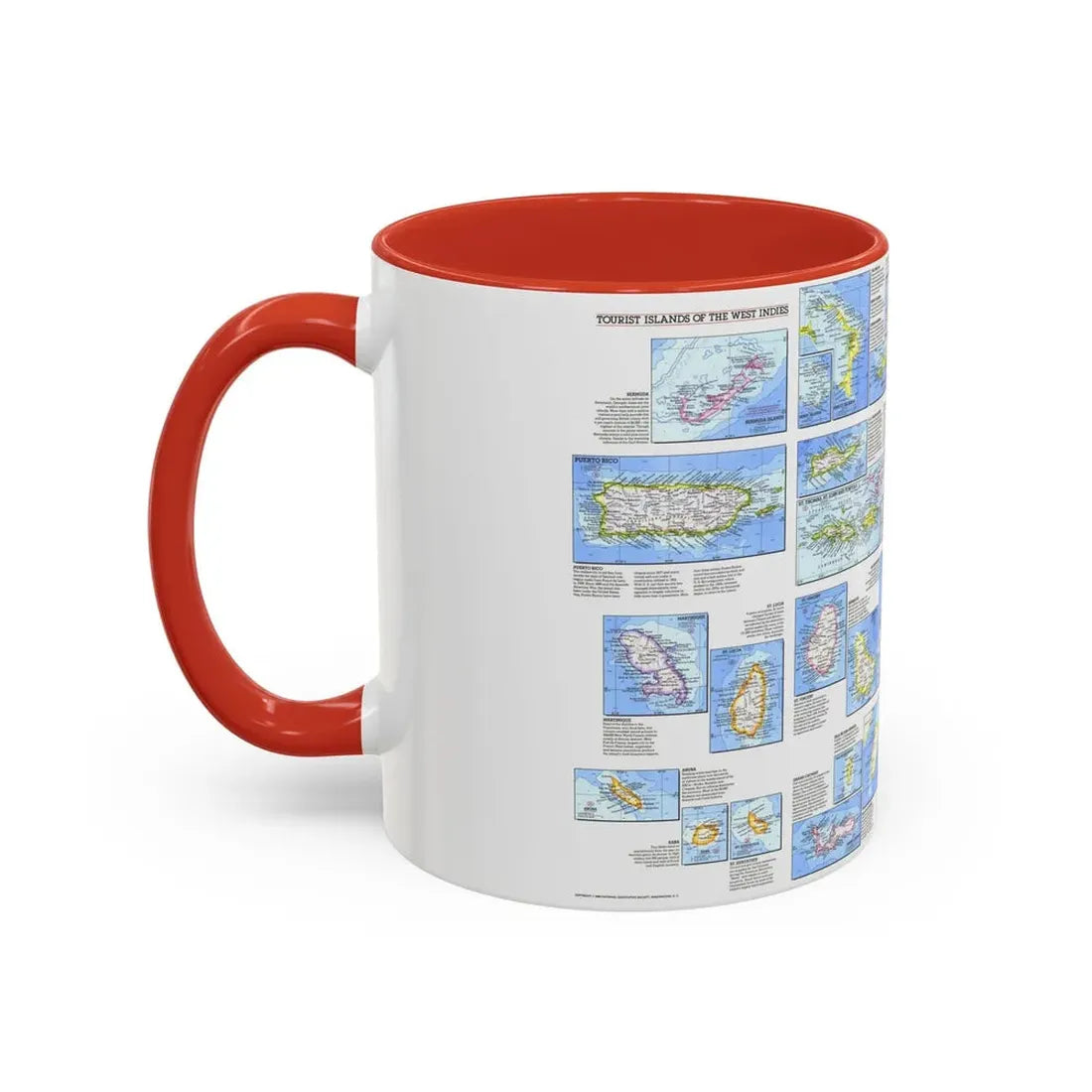 West Indies - Tourist Islands (1981) (Map) Accent Coffee Mug - Go Mug Yourself