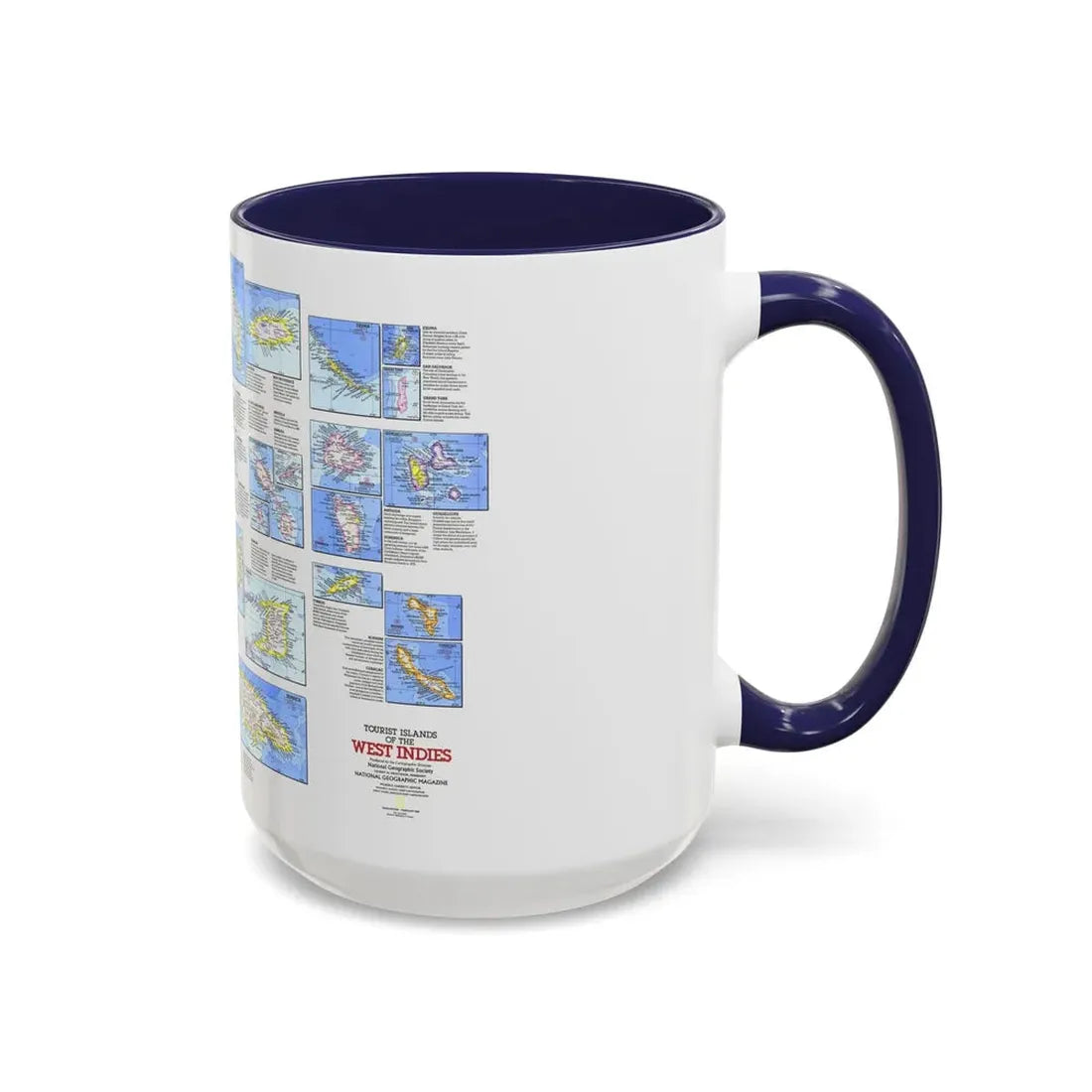 West Indies - Tourist Islands (1981) (Map) Accent Coffee Mug - Go Mug Yourself