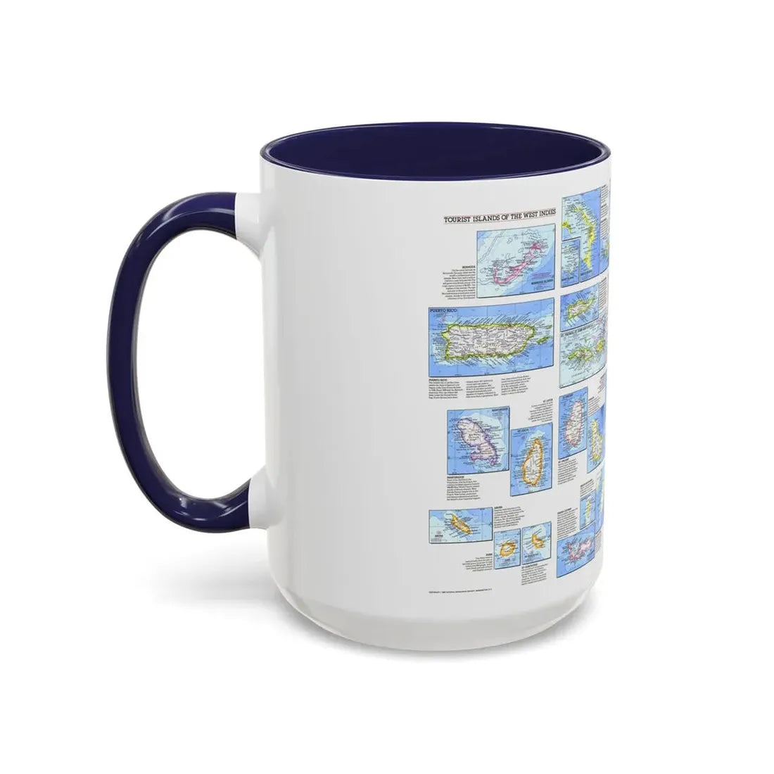 West Indies - Tourist Islands (1981) (Map) Accent Coffee Mug - Go Mug Yourself