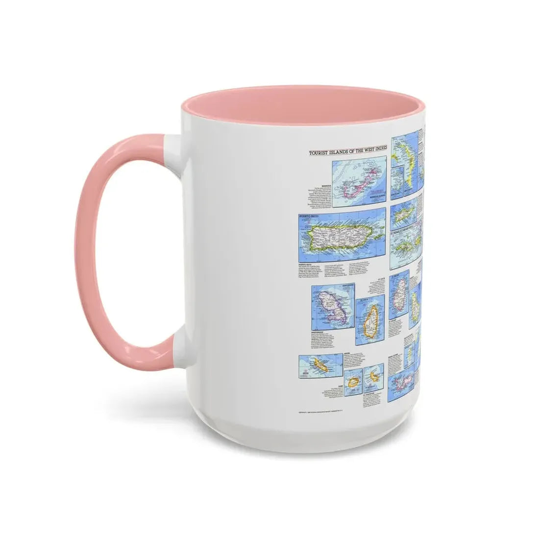 West Indies - Tourist Islands (1981) (Map) Accent Coffee Mug - Go Mug Yourself
