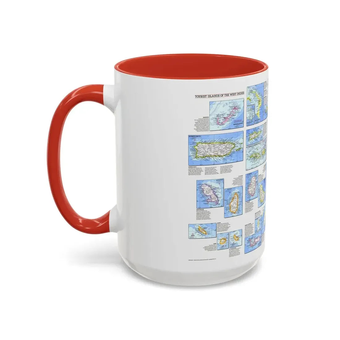 West Indies - Tourist Islands (1981) (Map) Accent Coffee Mug - Go Mug Yourself