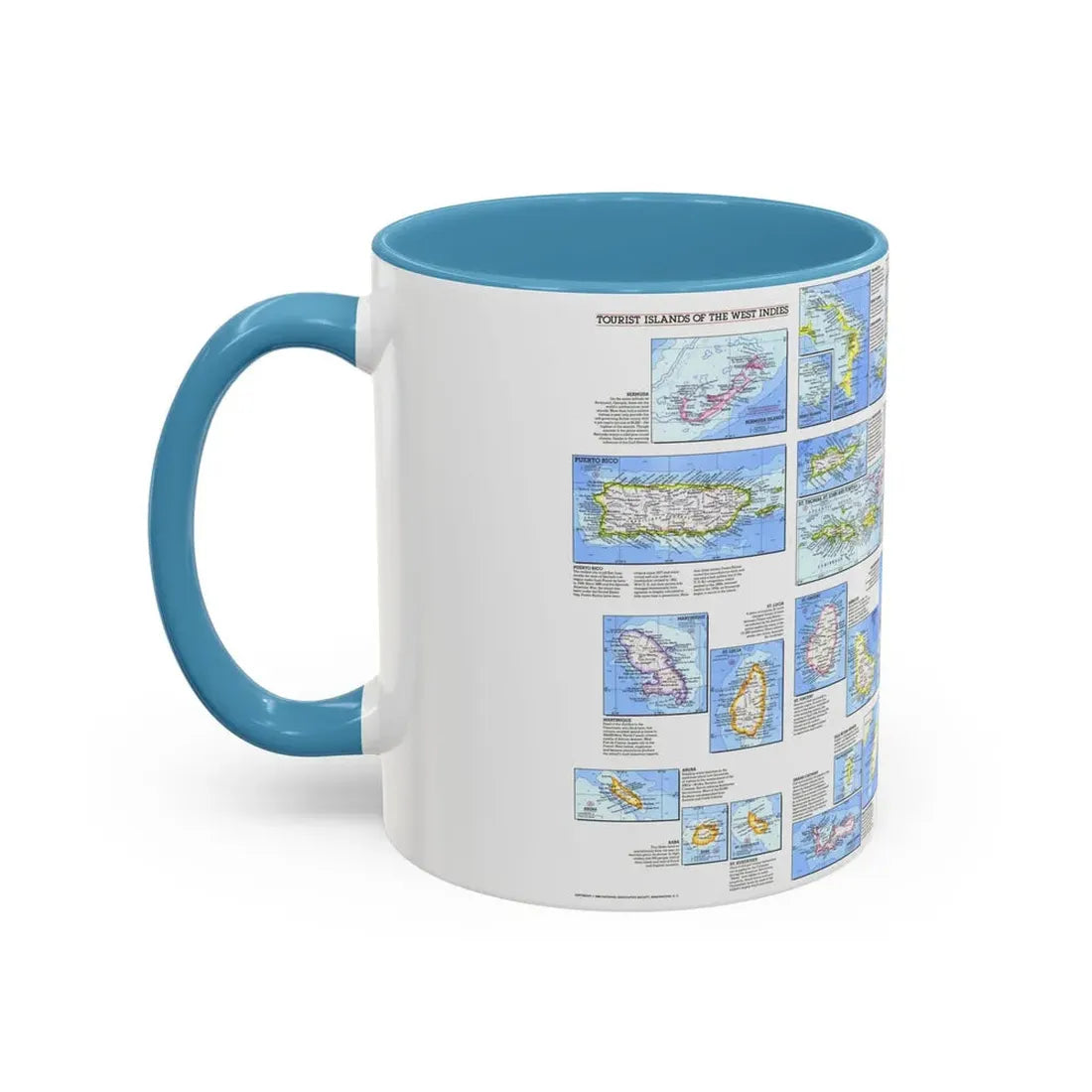 West Indies - Tourist Islands (1981) (Map) Accent Coffee Mug - Go Mug Yourself