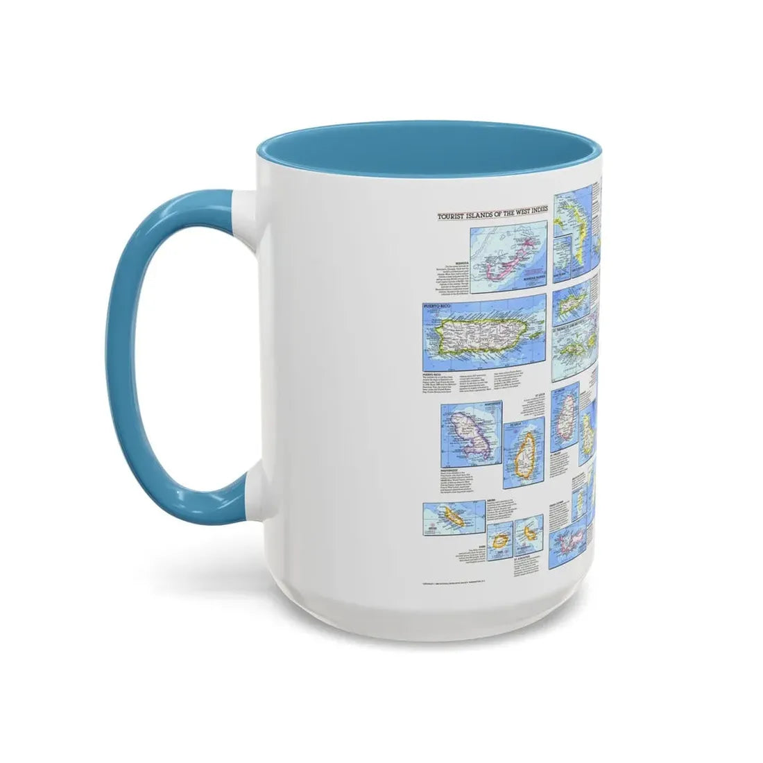 West Indies - Tourist Islands (1981) (Map) Accent Coffee Mug - Go Mug Yourself